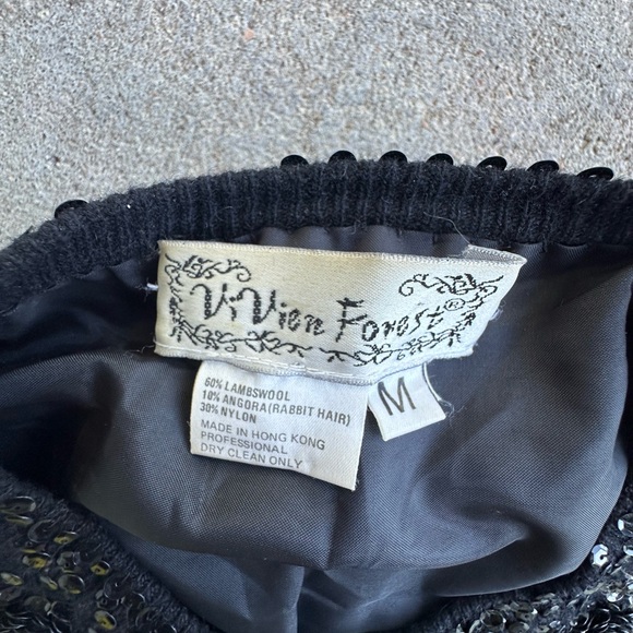 VIVIEN FOREST BLACK BEAD/SEQUIN cardigan EMBELLISHED LINED SZ MEDIUM SO SOFT!! - Picture 13 of 16